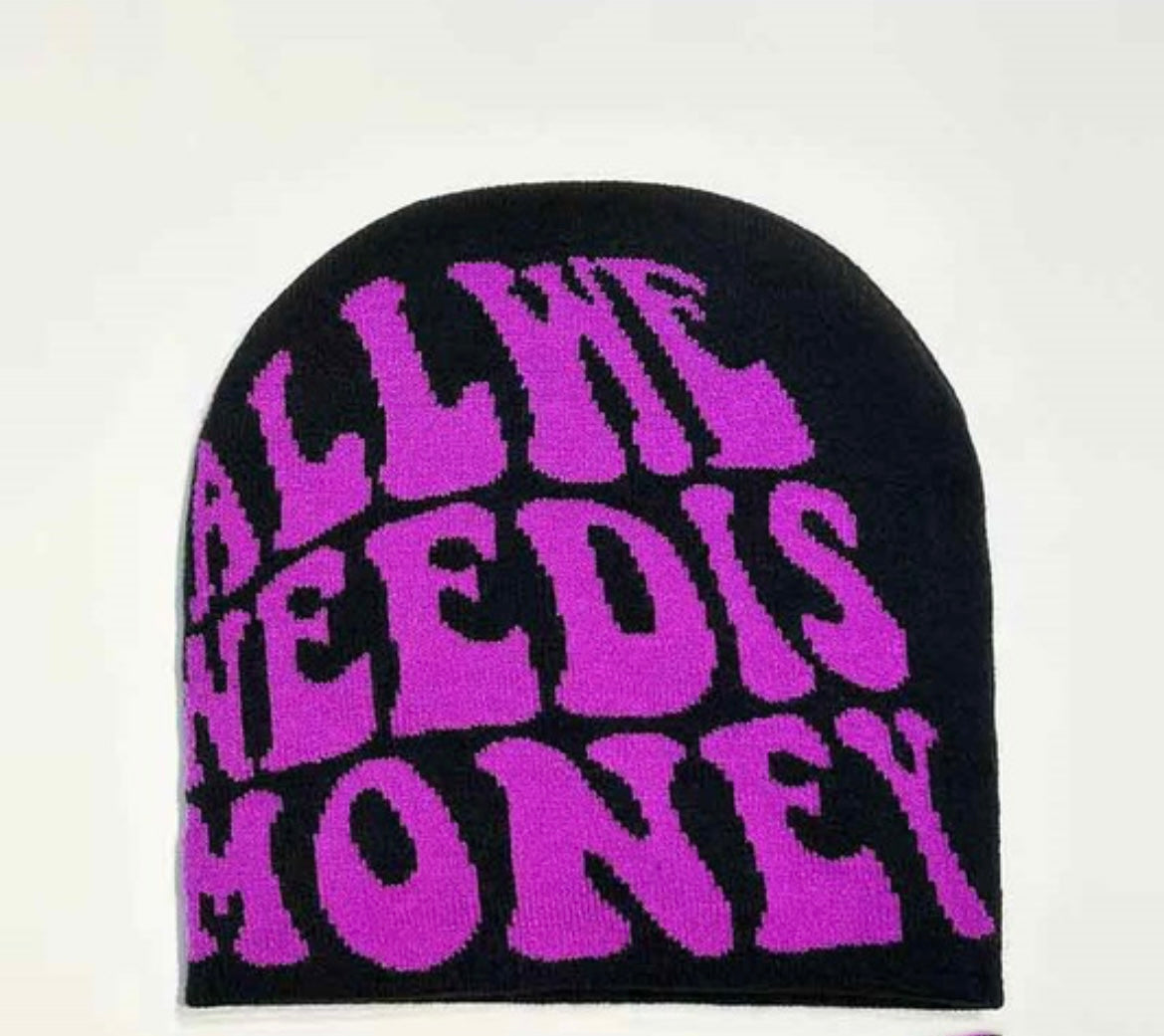 All We Need is Money Printed Knit Hat