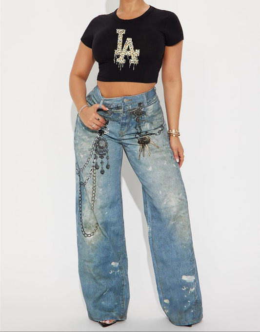 LEOPARD PRINT LA GRAPHIC CROP TOP